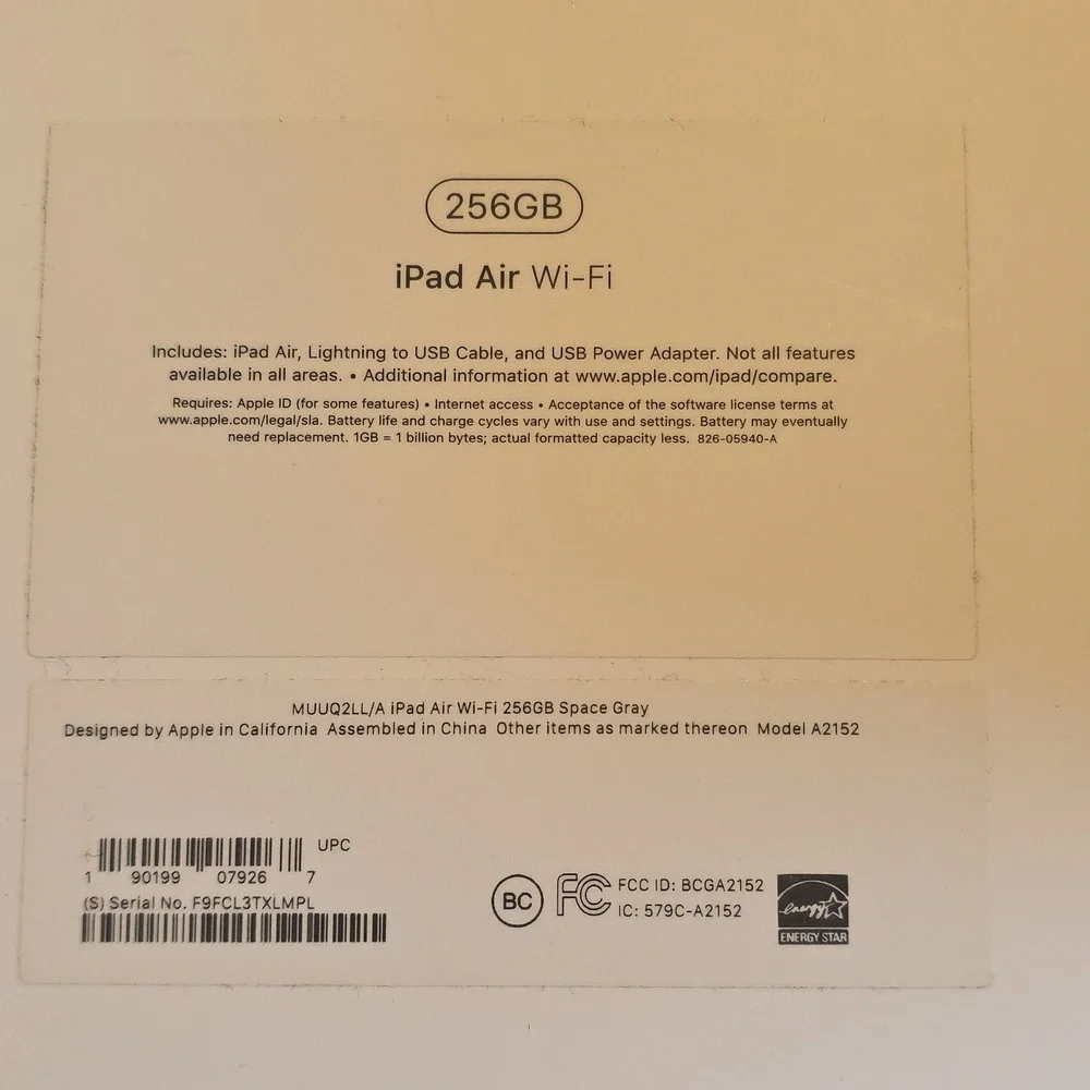 iPad Air EMPTY BOX (No IPad)